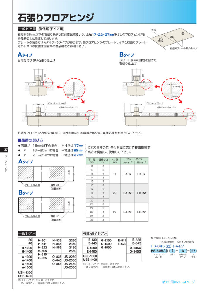 カタログ ニュースター（NEWSTAR） 石張りフロアヒンジ①