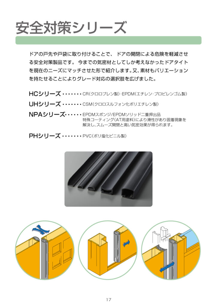 ホクシヨー 引き戸用タイトゴム HC / UH / NPA / PH シリーズ
